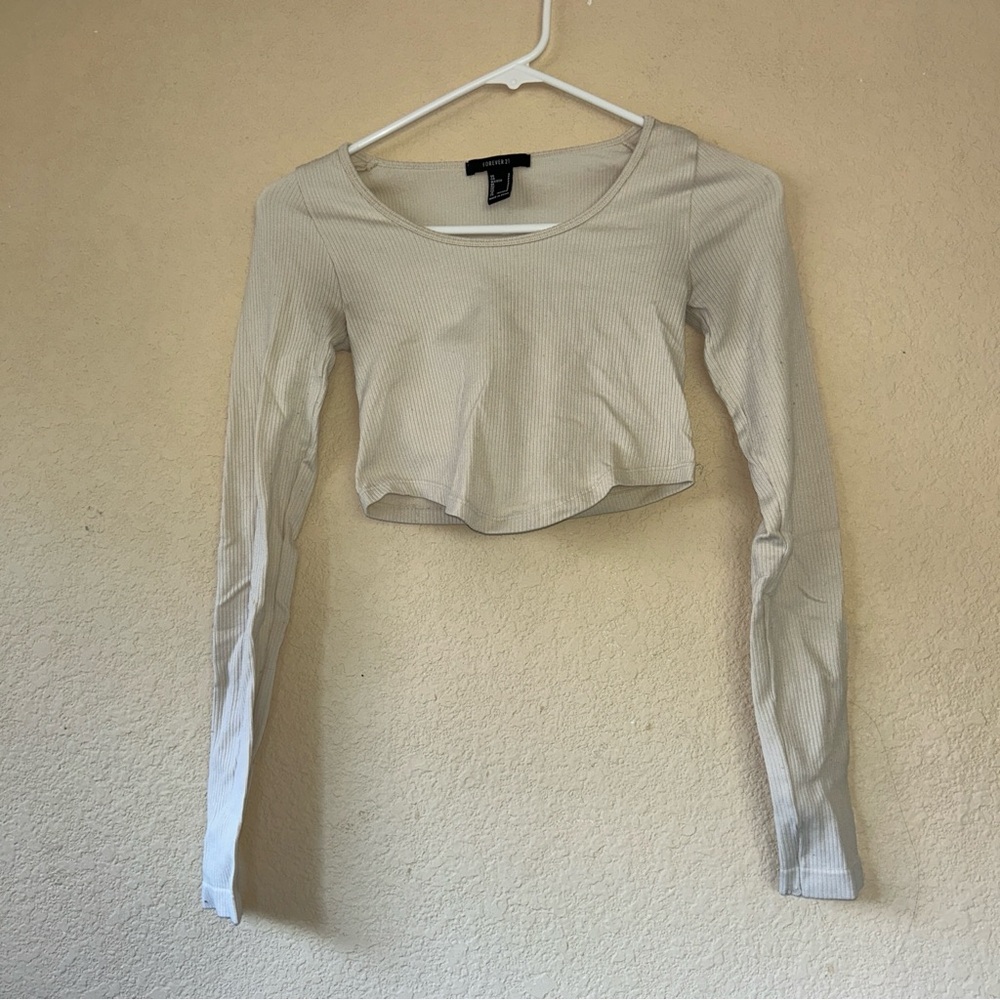 Forever 21 Light Gray Ribbed Crop Top